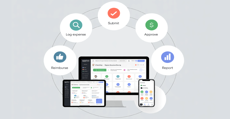 A digital expense management dashboard showing categorized spending, charts, and automated tracking tools—designed to help businesses monitor and control financial activities in real time.